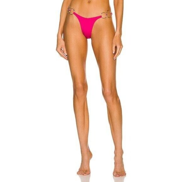 Monica Hansen Beachwear Icon Bikini Bottom Azalea Pink Swim M NWT $150 - Picture 4 of 5